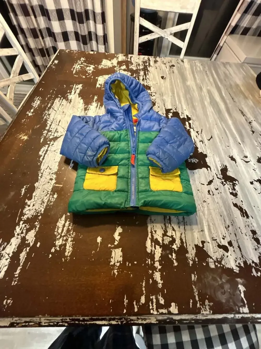 Baby Boden Colorblock Hooded Puffer Jacket